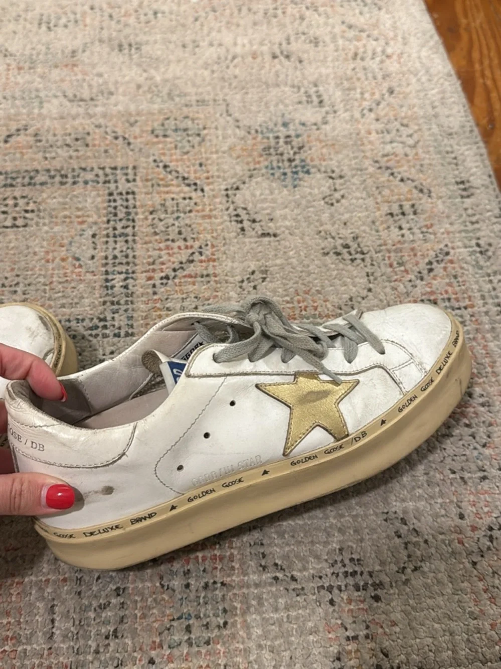 Golden Goose Kids White Leather Sneakers with Gold Star Accent